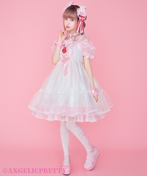 Angelic Pretty ピンク セット JSK ジャンパースカート リボンひざ丈ワンピース